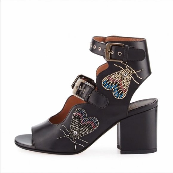 LAURENCE DACADE ELLEN NEDEN BEADED BLACK SANDALS